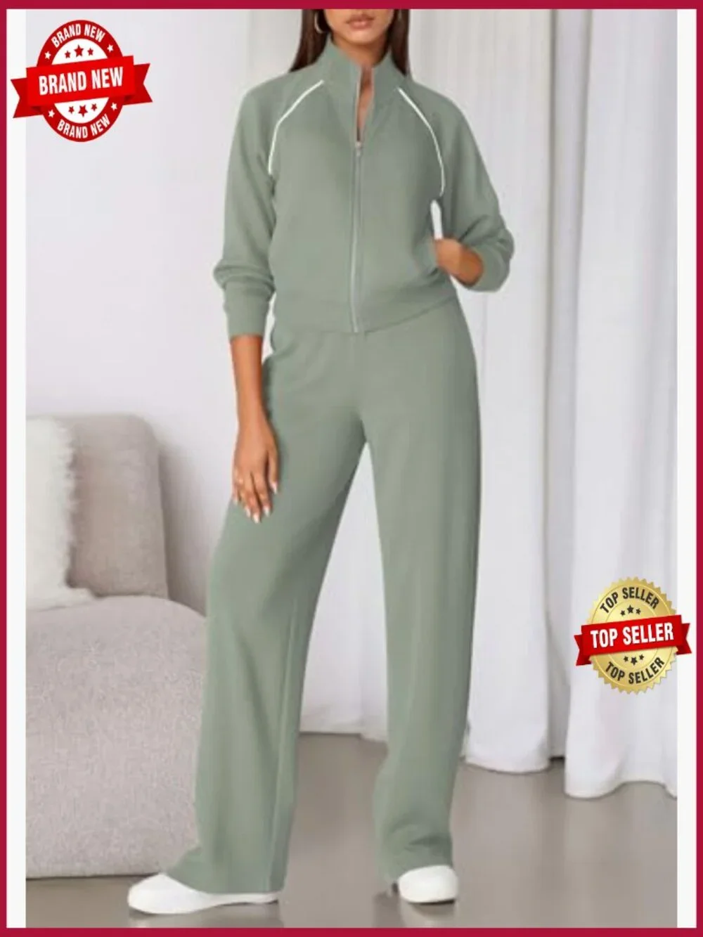2 Piece Sweatsuit Matching Lounge Set Full Zip Hoodie Joggers Pockets